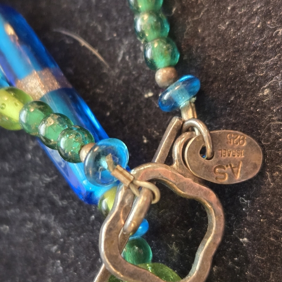 AS israel Jewelry - AS ISRAEL 925, Blue and Green Beaded Necklace